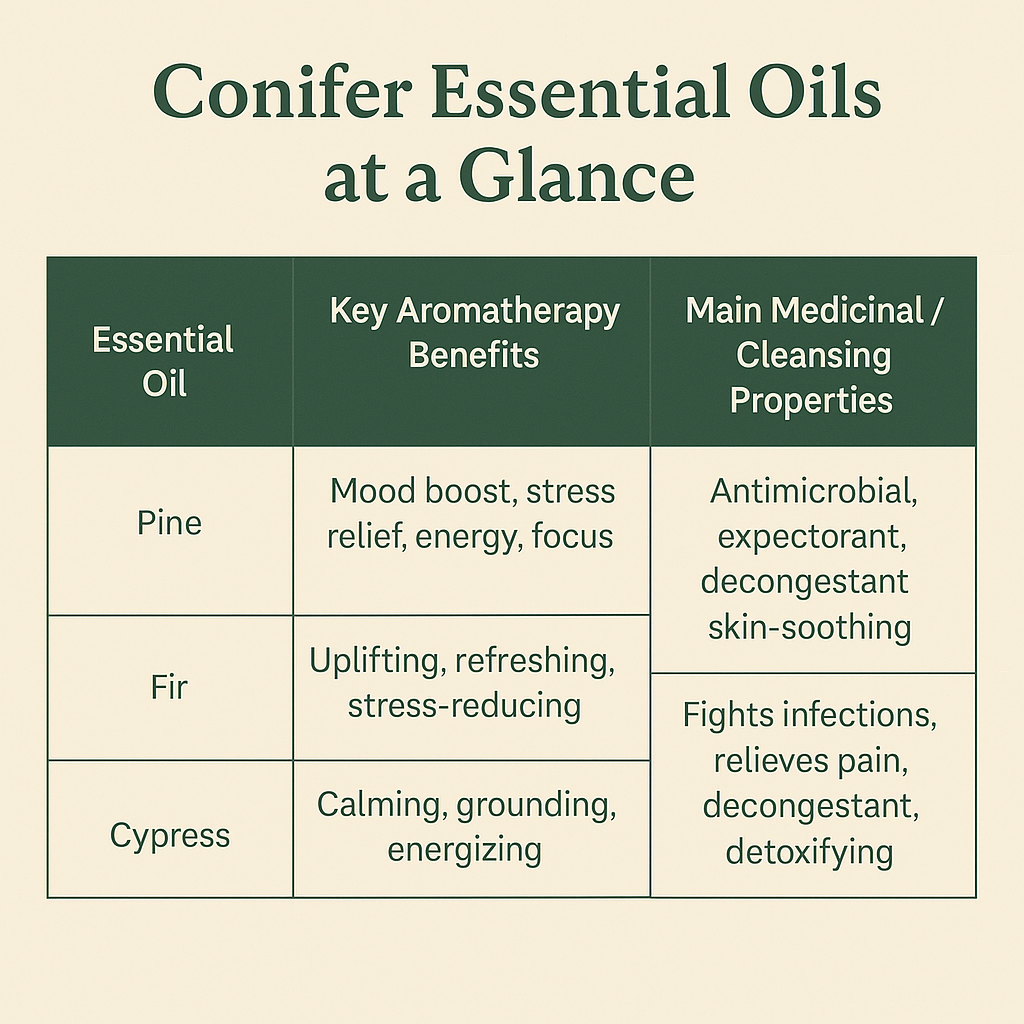 Graphic showing every pine essential oil benefit